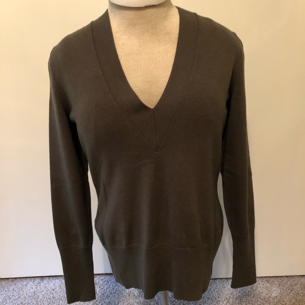 Olive Green V-Neck Sweater